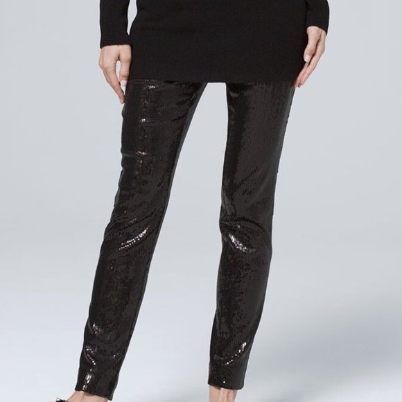 White House Black market High-Rise Skinny Sequin Knit Pants. - Picture 3 of 10